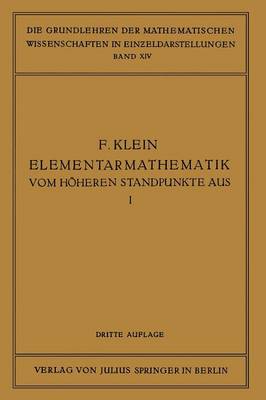 Book cover for Elementarmathematik Vom Hoheren Standpunkte Aus