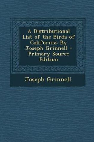 Cover of A Distributional List of the Birds of California