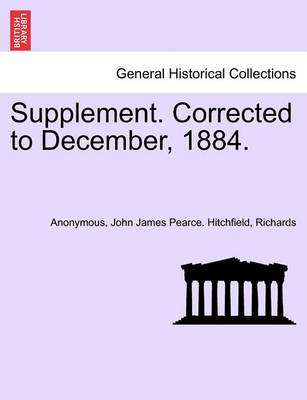 Book cover for Supplement. Corrected to December, 1884.