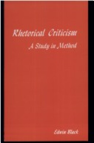 Cover of Rhetorical Criticism