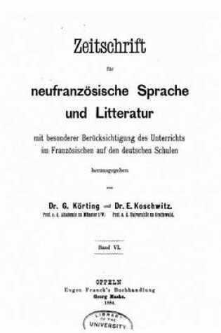 Cover of Zeitschrift fur franzoesische sprache und literatur