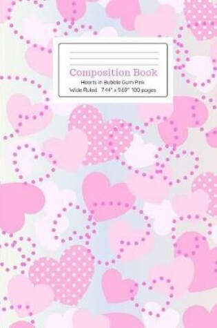 Cover of Composition Book Hearts in Bubble Gum Pink