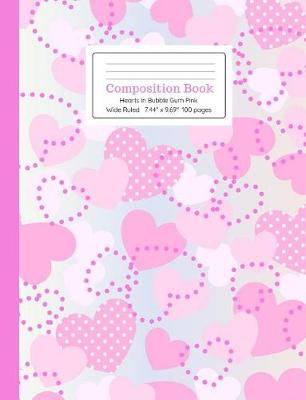 Cover of Composition Book Hearts in Bubble Gum Pink