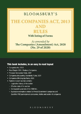 Book cover for Bloomsbury's The Companies Act, 2013 and Rules, 5e