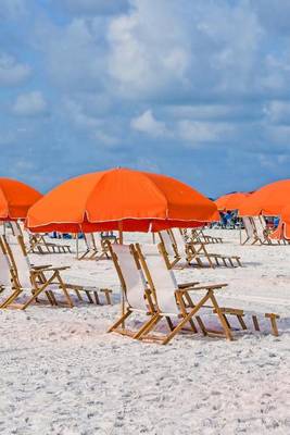 Book cover for Beach Chairs and Orange Parasol Umbrella