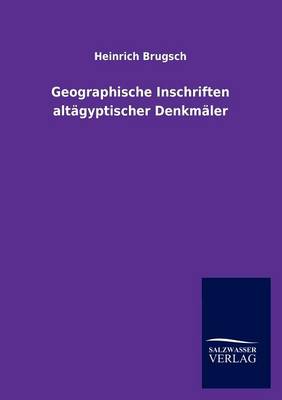 Book cover for Geographische Inschriften altagyptischer Denkmaler