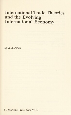 Cover of International Trade Theories and the Evolving International Economy