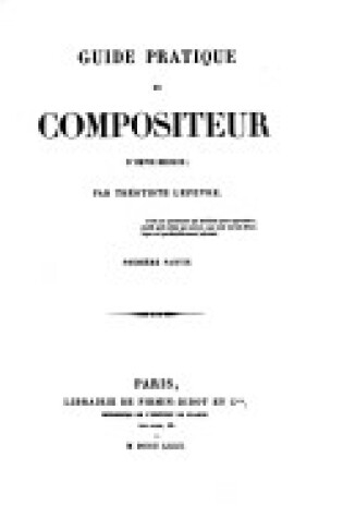 Cover of Guide Pratique du Compositeur d'Imprimerie