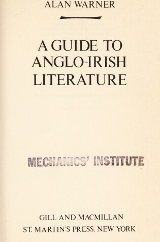 Cover of A Guide to Anglo-Irish Literature