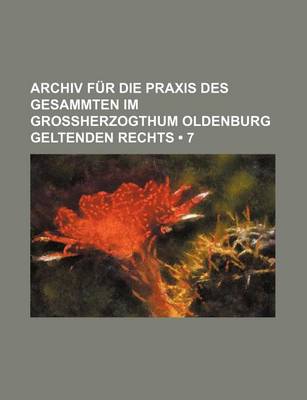 Book cover for Archiv Fur Die Praxis Des Gesammten Im Grossherzogthum Oldenburg Geltenden Rechts (7)