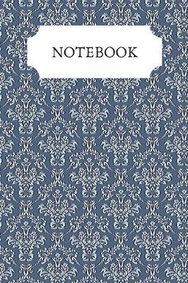 Book cover for 6" x 9" lined Notebook Journal - Denim Blue Damask Cover