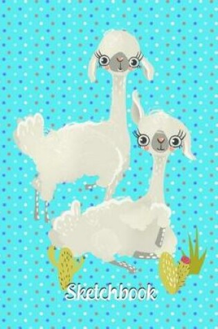 Cover of Lovable Llamas Sketchbook - Teal with Polka Dots