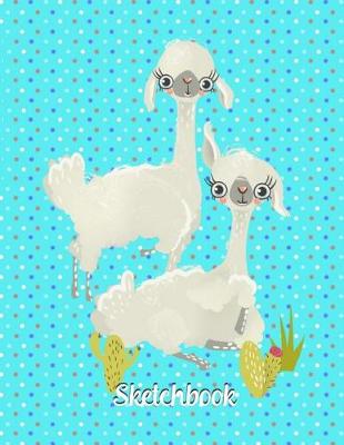 Book cover for Lovable Llamas Sketchbook - Teal with Polka Dots