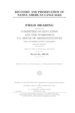 Cover of Recovery and preservation of Native American languages