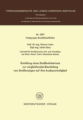 Book cover for Ermittlung eines Straßenkriteriums zur vergleichenden Beurteilung von Straßenzügen auf ihre Ausbauwürdigkeit