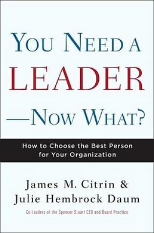 Cover of You Need a Leader--Now What?