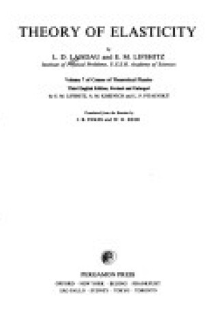 Cover of Theory of Elasticity