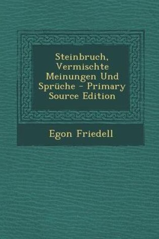 Cover of Steinbruch, Vermischte Meinungen Und Spruche