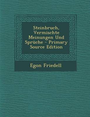 Book cover for Steinbruch, Vermischte Meinungen Und Spruche