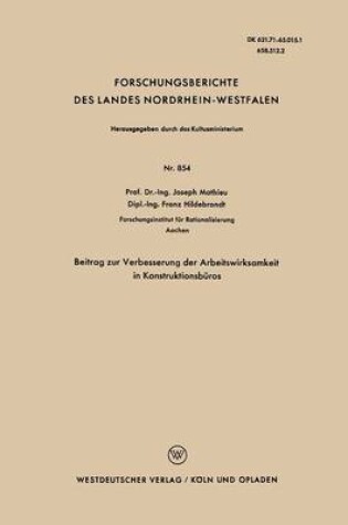 Cover of Beitrag Zur Verbesserung Der Arbeitswirksamkeit in Konstruktionsburos