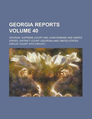 Book cover for Georgia Reports Volume 40