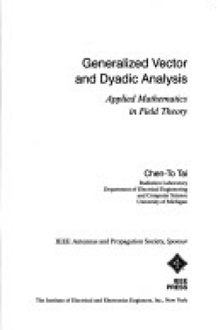 Cover of Generalized Vector and Dyadic Analysis