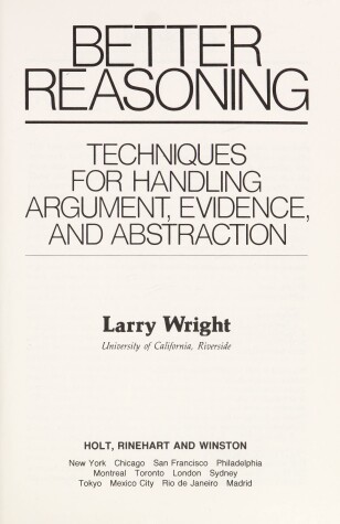 Book cover for Better Reasoning Techniques for Handling Argument, Evidence and Abstraction