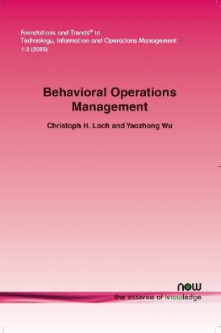 Cover of Behavioral Operations Management