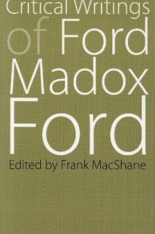 Cover of Critical Writings of Ford Madox Ford