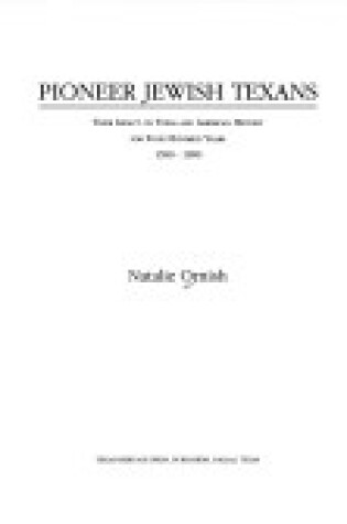 Cover of Pioneer Jewish Texans