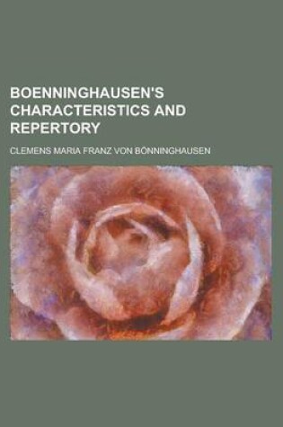 Cover of Boenninghausen's Characteristics and Repertory