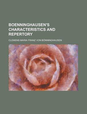 Book cover for Boenninghausen's Characteristics and Repertory