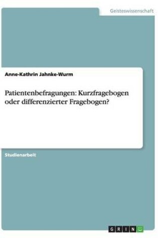 Cover of Patientenbefragungen