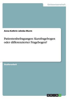 Book cover for Patientenbefragungen