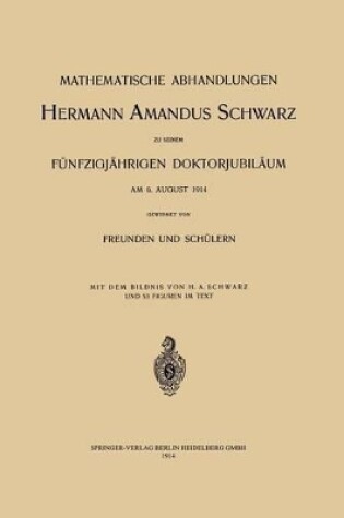 Cover of Mathematische Abhandlungen Hermann Amandus Schwarz