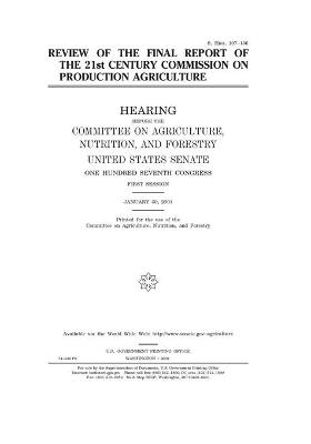Book cover for Review of the final report of the 21st Century Commission on Production Agriculture