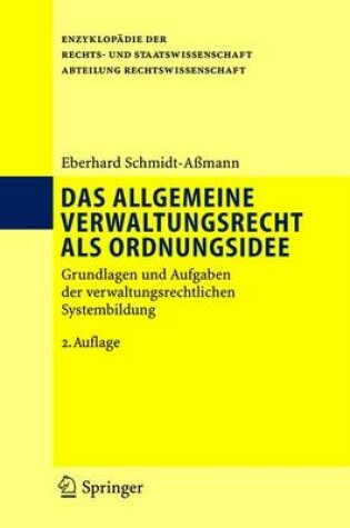 Cover of Das Allgemeine Verwaltungsrecht Als Ordnungsidee