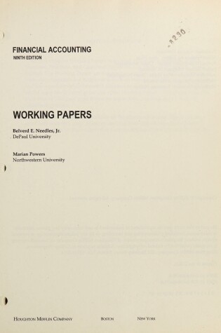 Cover of Printed Working Papers