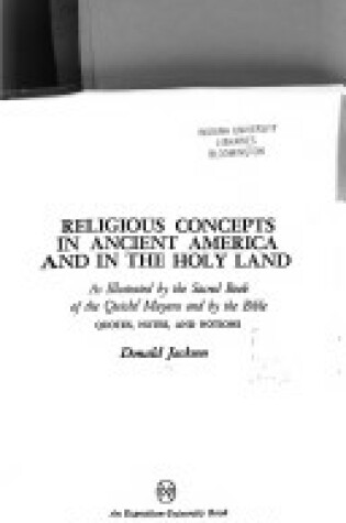 Cover of Religious Concepts in Ancient America and in the Holy Land