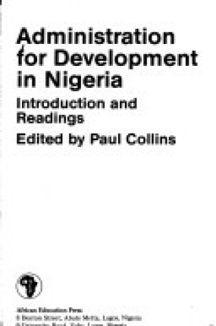 Cover of Administration for Development in Nigeria