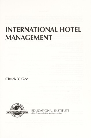 Cover of International Hotel Management