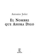 Book cover for El Nombre Que Ahora Digo