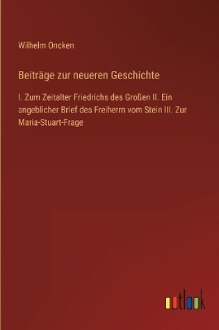 Cover of Beiträge zur neueren Geschichte