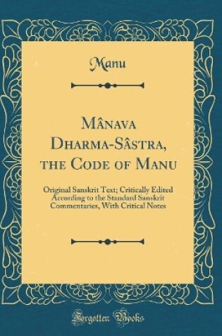 Cover of Mânava Dharma-Sâstra, the Code of Manu