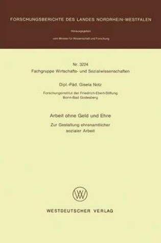 Cover of Arbeit ohne Geld und Ehre