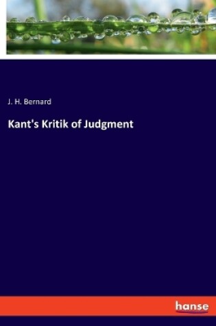 Cover of Kant's Kritik of Judgment