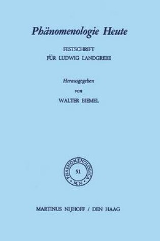 Cover of Phanomenologie Heute