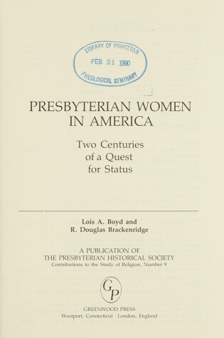 Cover of Presbyterian Women in America