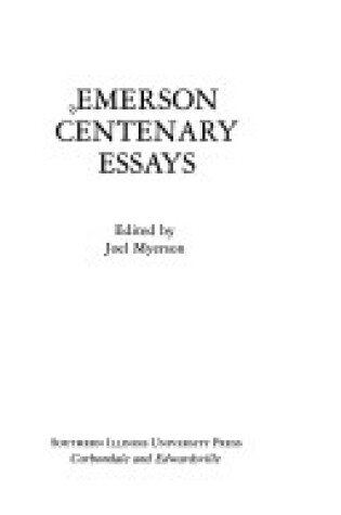 Cover of Emerson Centenary Essays