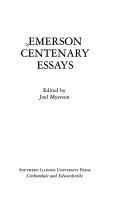 Book cover for Emerson Centenary Essays